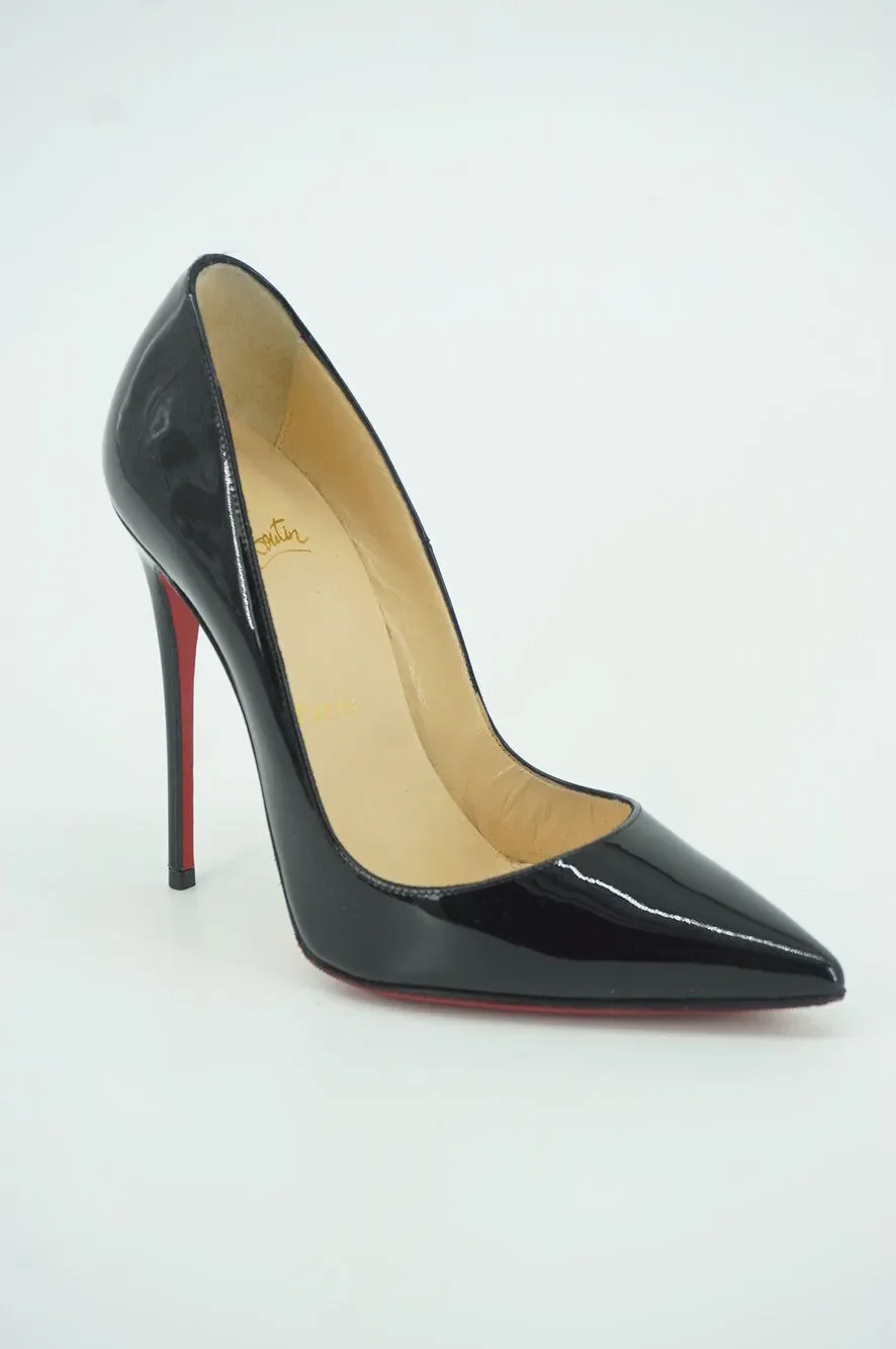 Christian Louboutin So Kate Black Patent Pointy High Heel Pumps SZ 35 $675